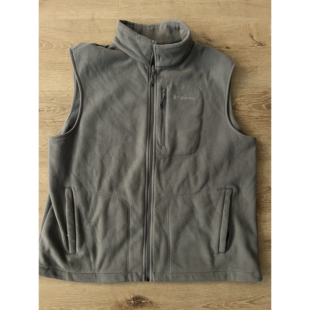 Columbia Vest Adult XL Black Full Zip Fleece Zip Pocket Outdoors Camp Mens